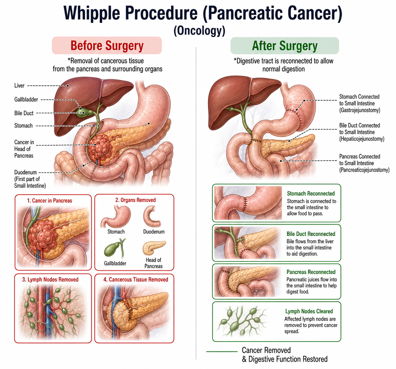 Pancreatic Surgery (Whipple Procedure / Pancreatectomy) — anatomy diagram